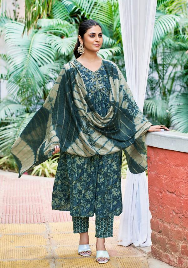 Mystic 9 Heena Vol 4 Rayon Kurti Bottom With Dupatta Collection